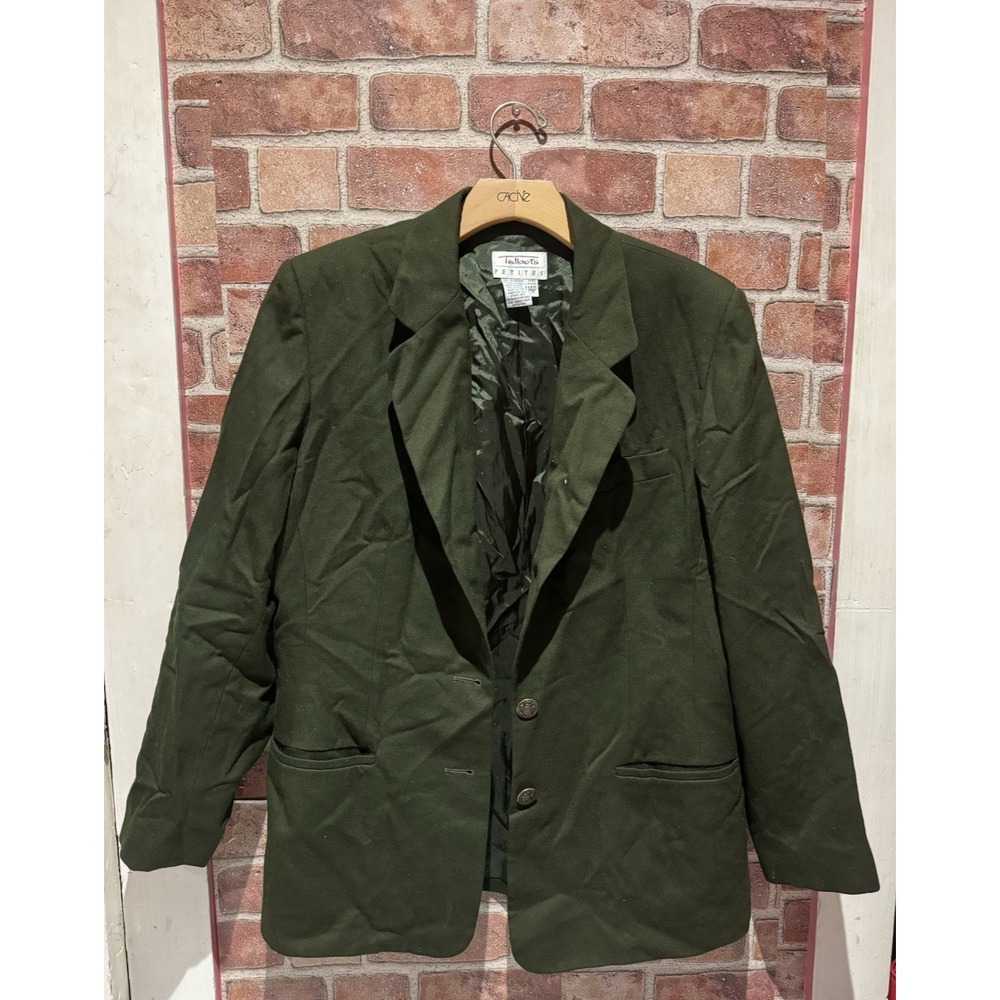 Talbots Petites Suit Jacket Women's Petites 14P Dark Olive Green‎ 100% Wool